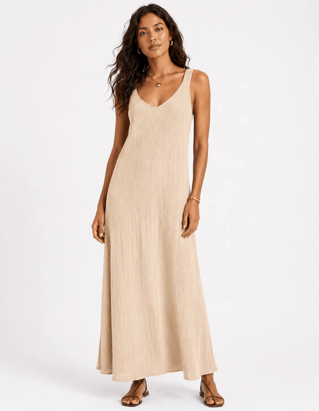 Vestido Longo Alca Larga - Bege
