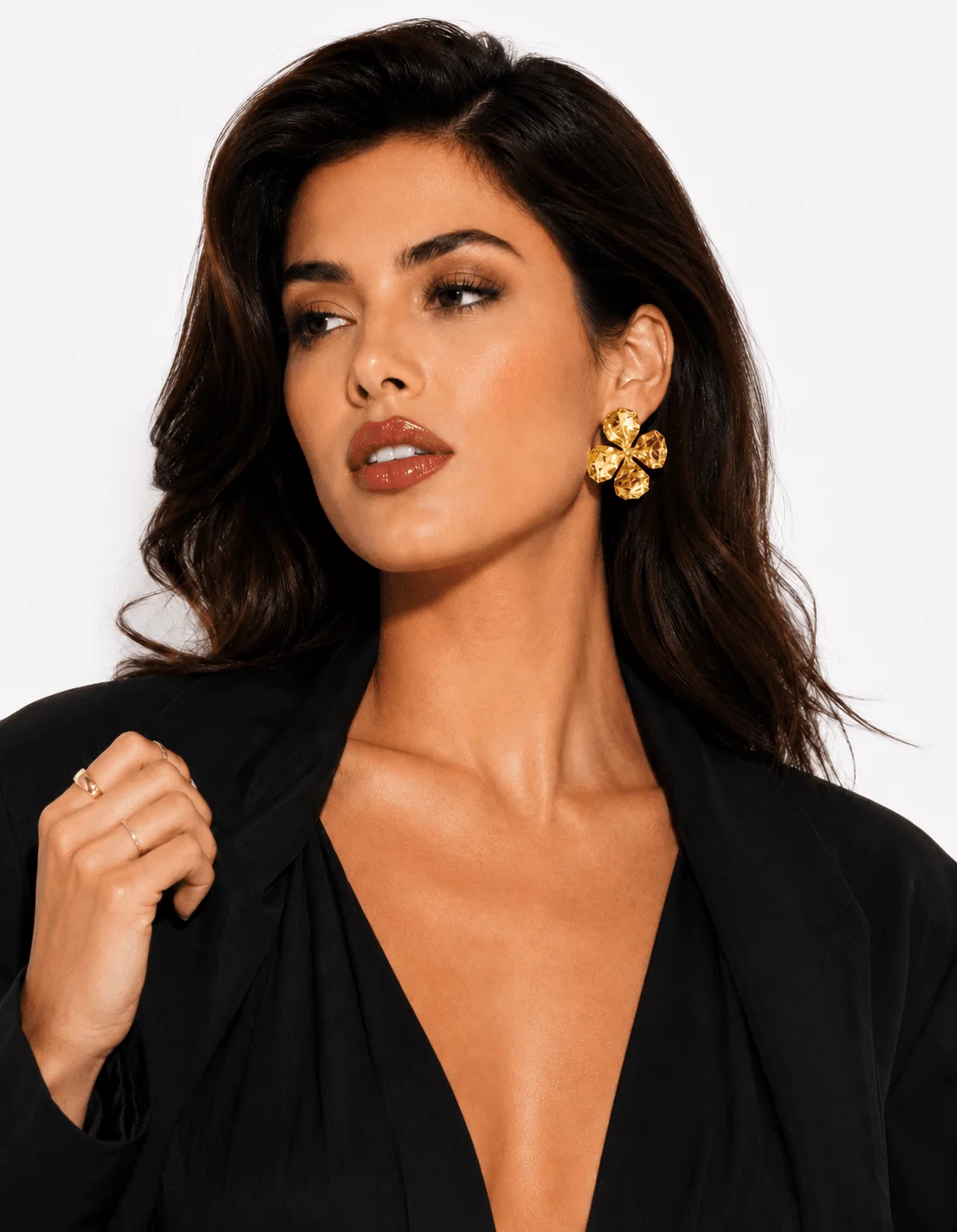 Brinco em Metal Texturizado - Dourado