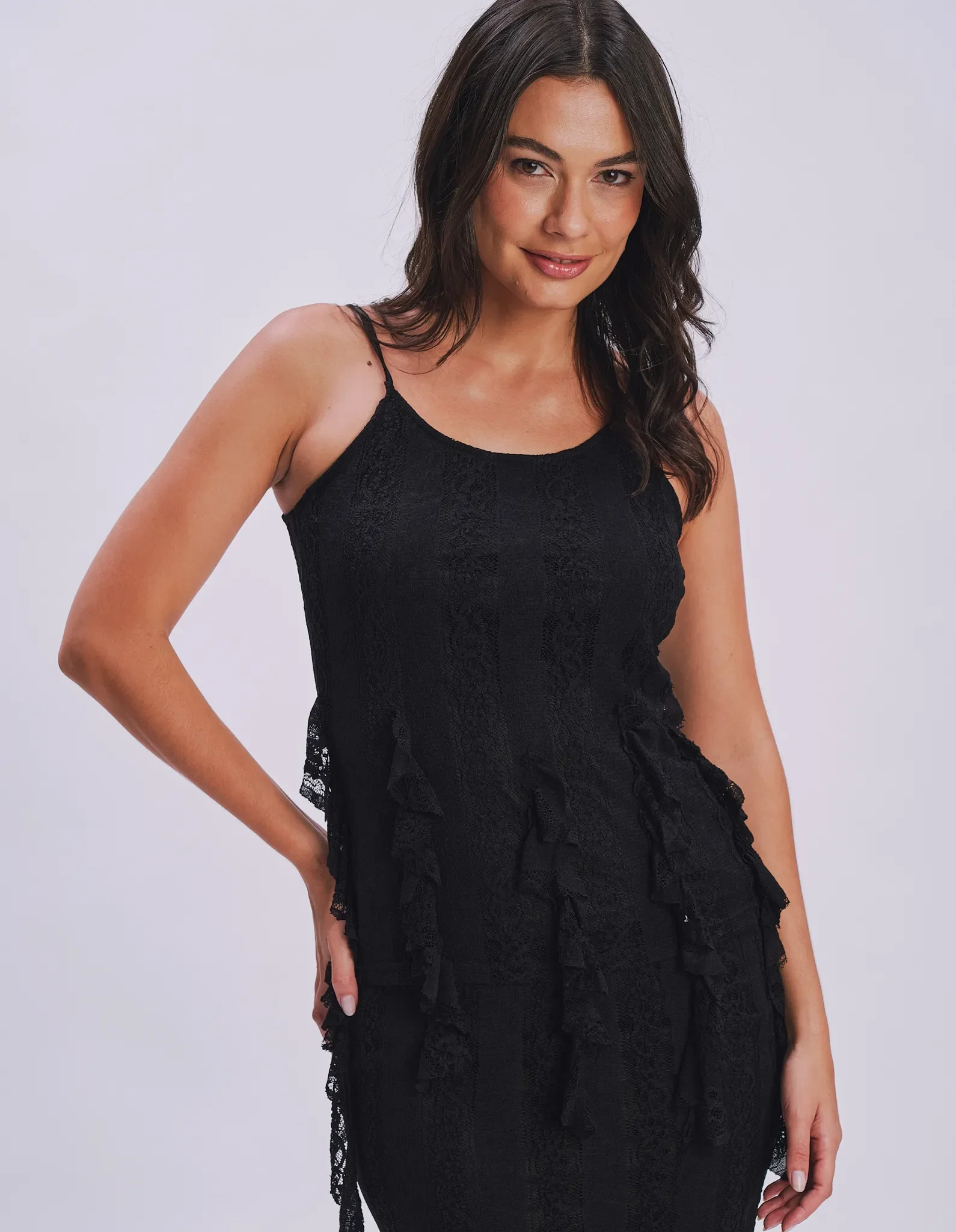 Blusa Alça Fina Renda - Preto — imagem 1