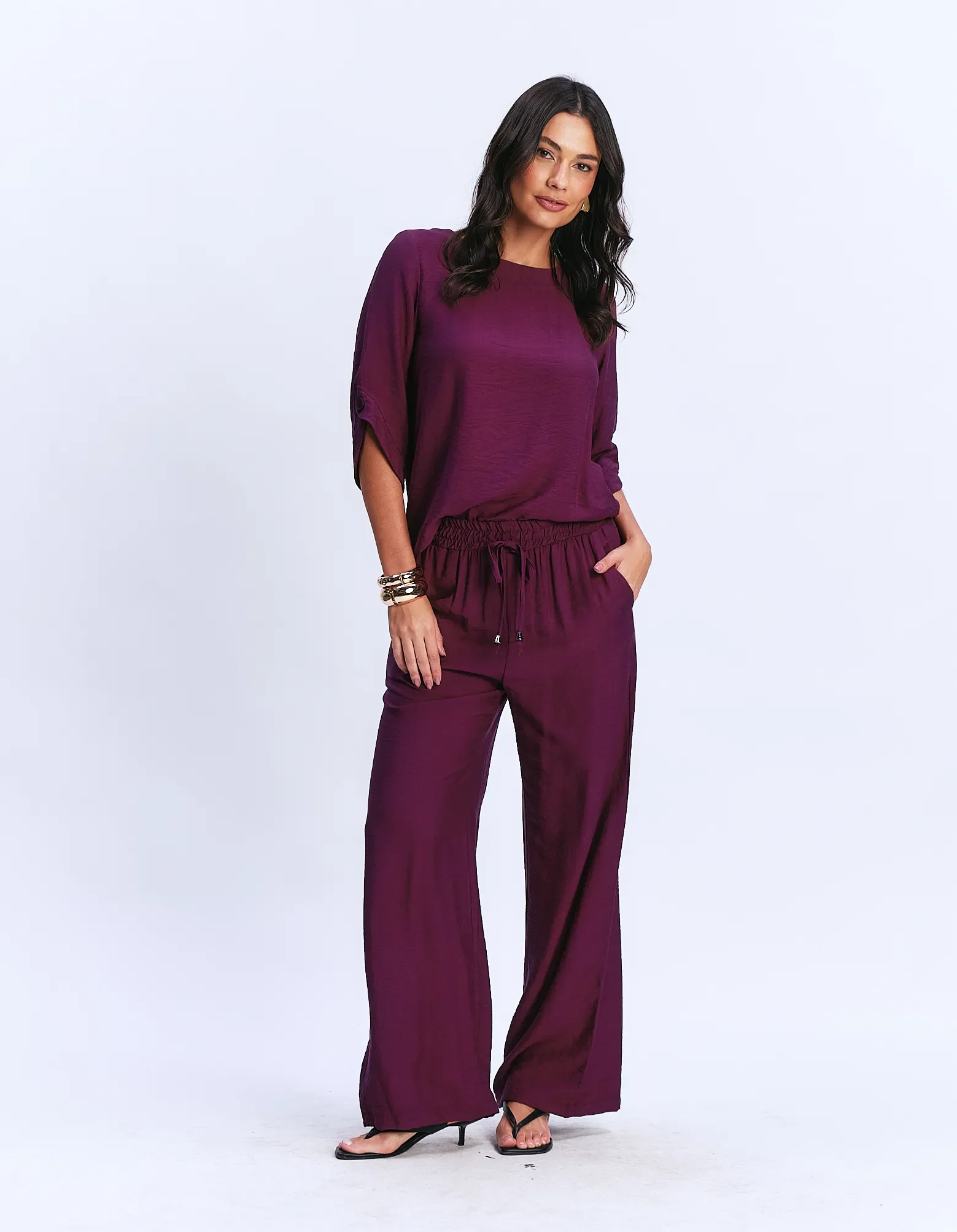 Calça Cós Amarração - Marsala — imagem 1