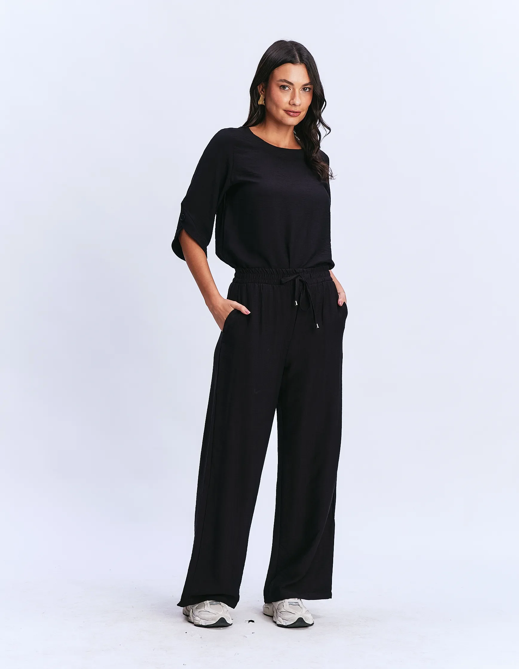 Calça Cós Amarração - Preto — imagem 1