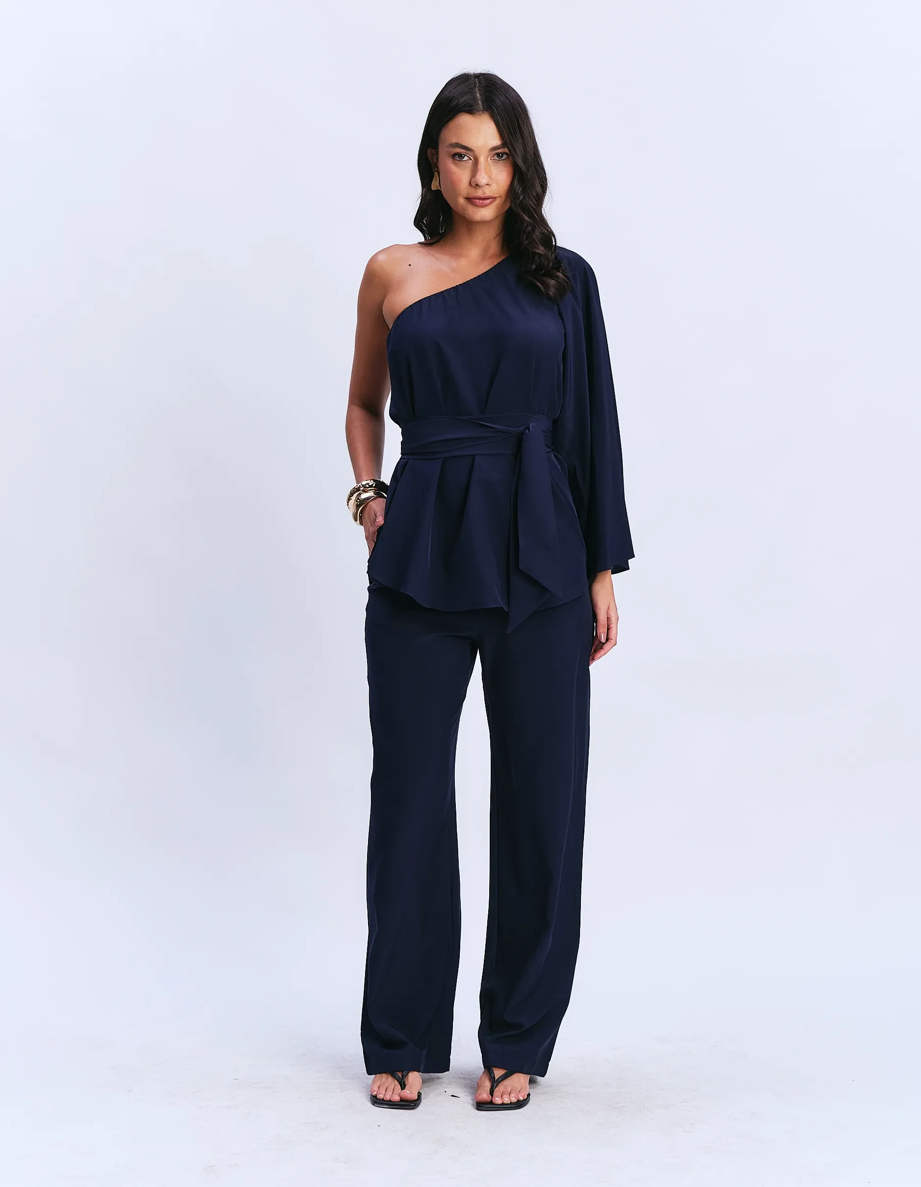 Calça Pantalona Bolsos - Azul Marinho — imagem 1