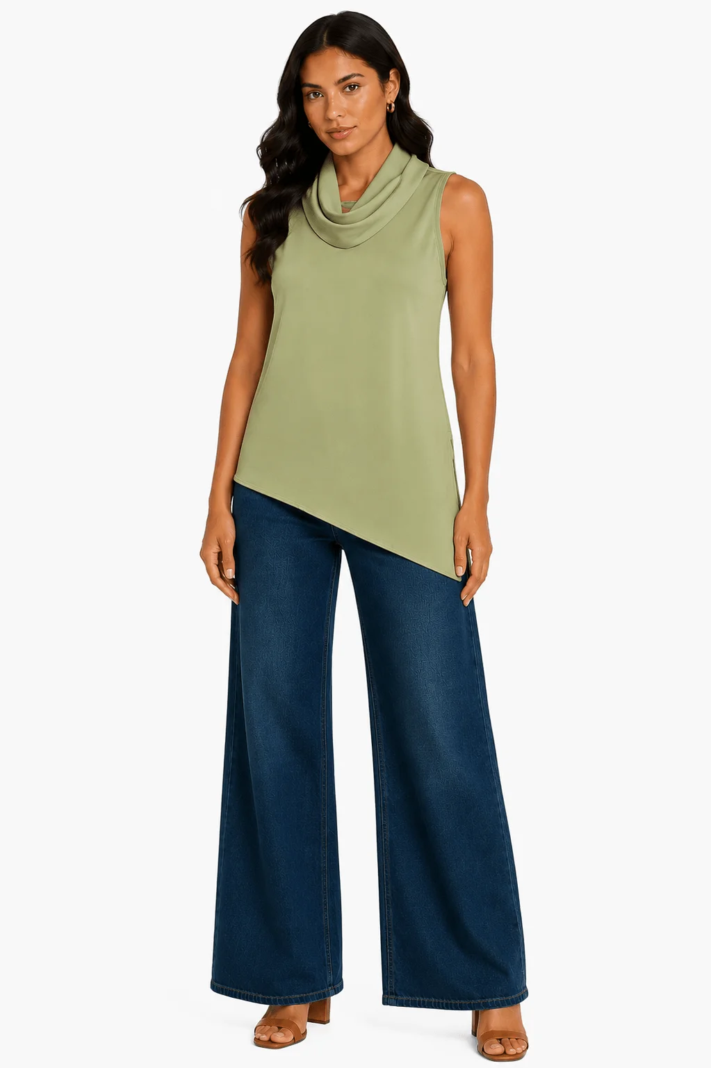 Blusa Gola Alta Assimétrica - Verde — imagem 1