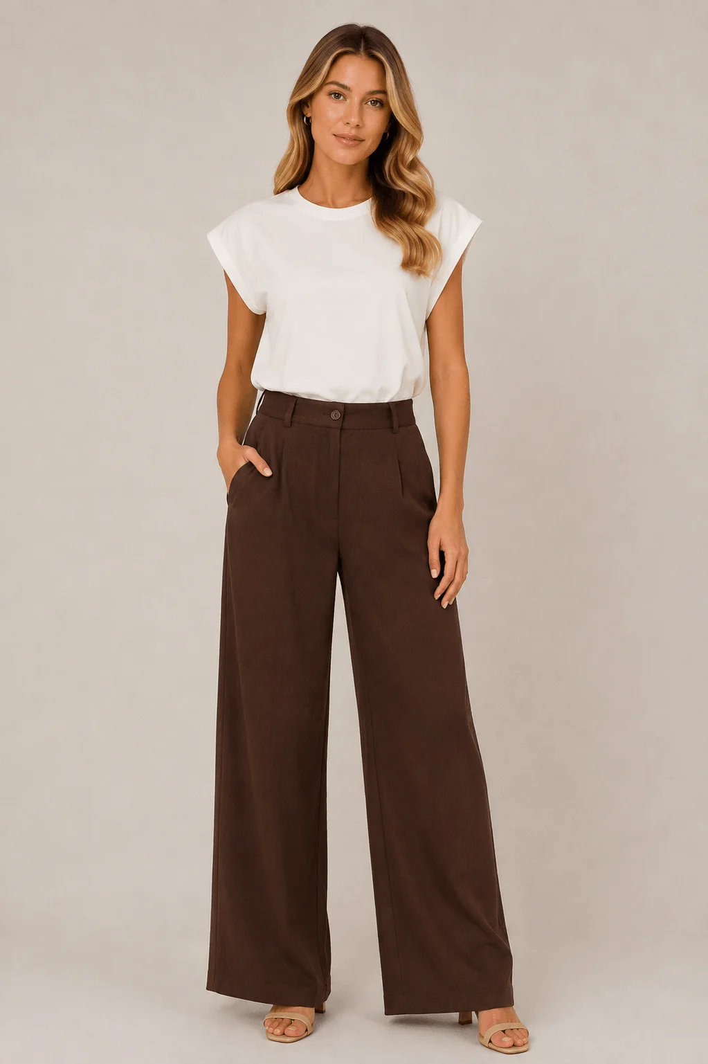 Calça Pantalona Alfaiataria - Marrom