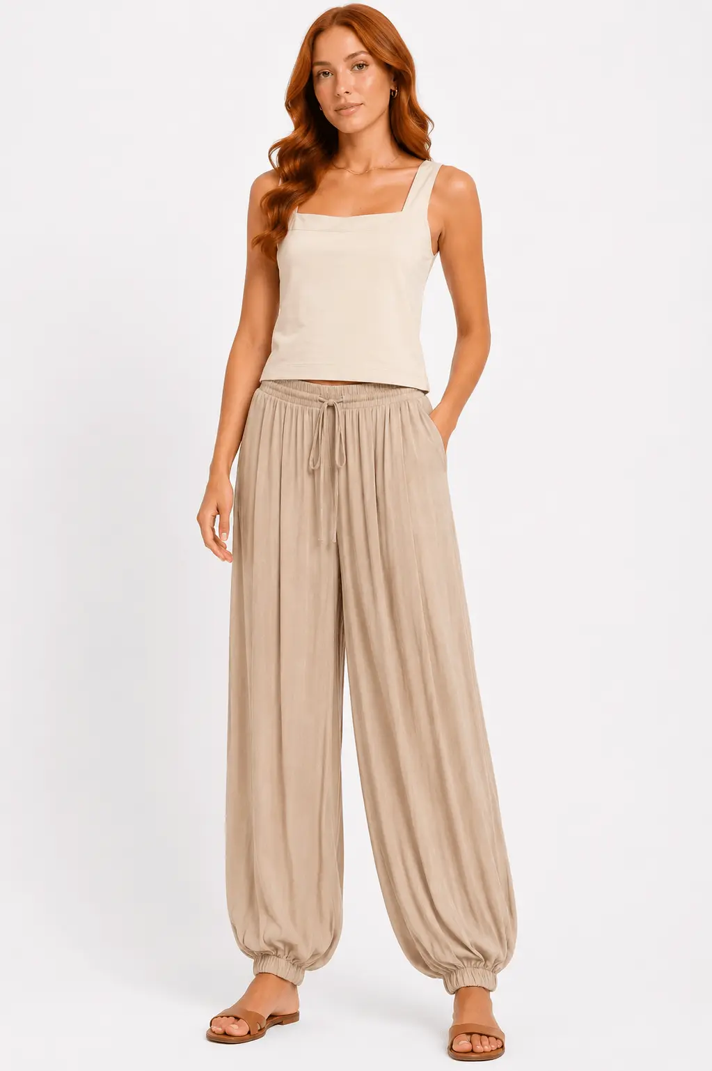 Calça Aladim Cós Amarração - Areia