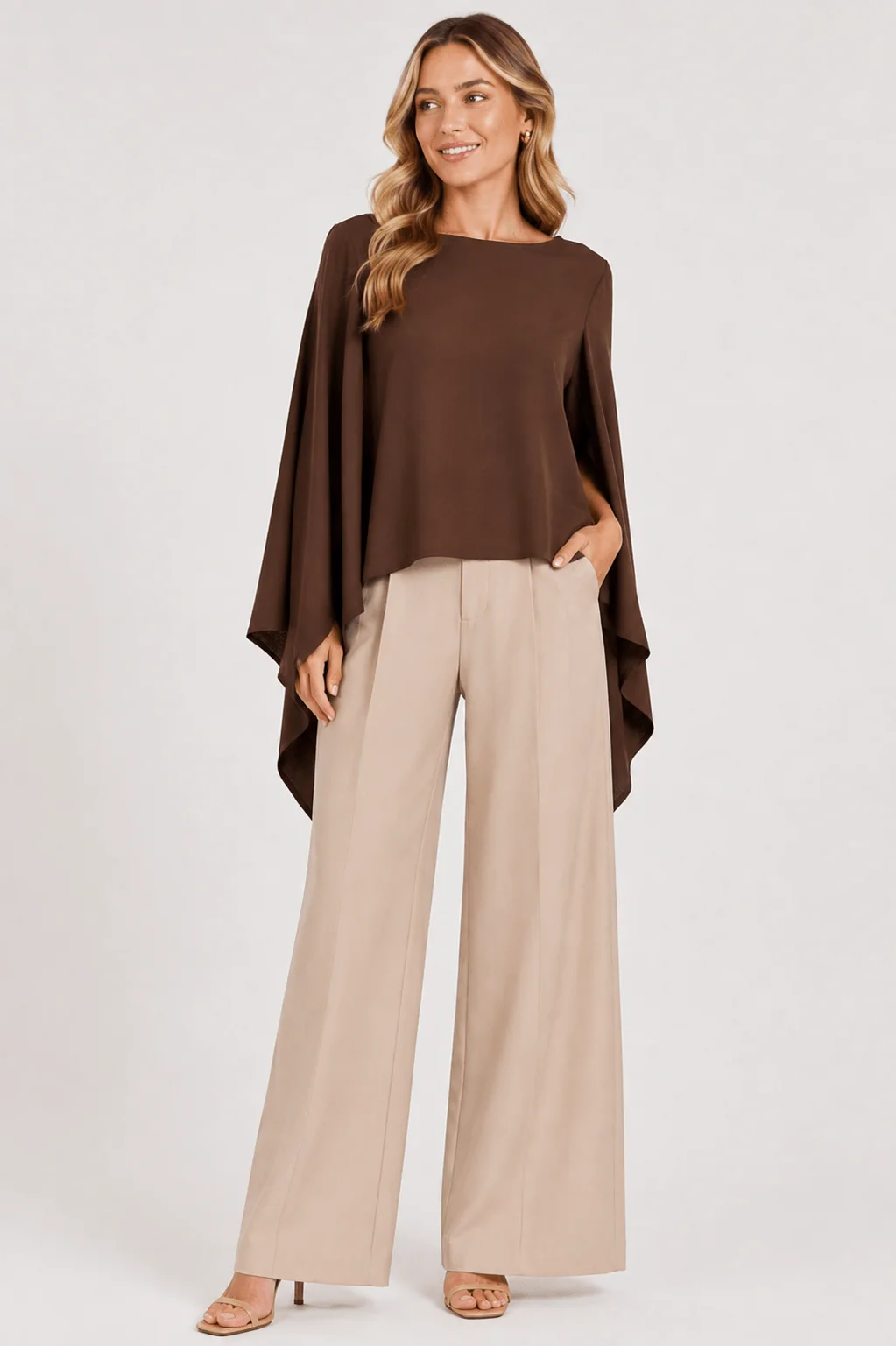 Blusa Ampla Manga Morcego - Marrom — imagem 1