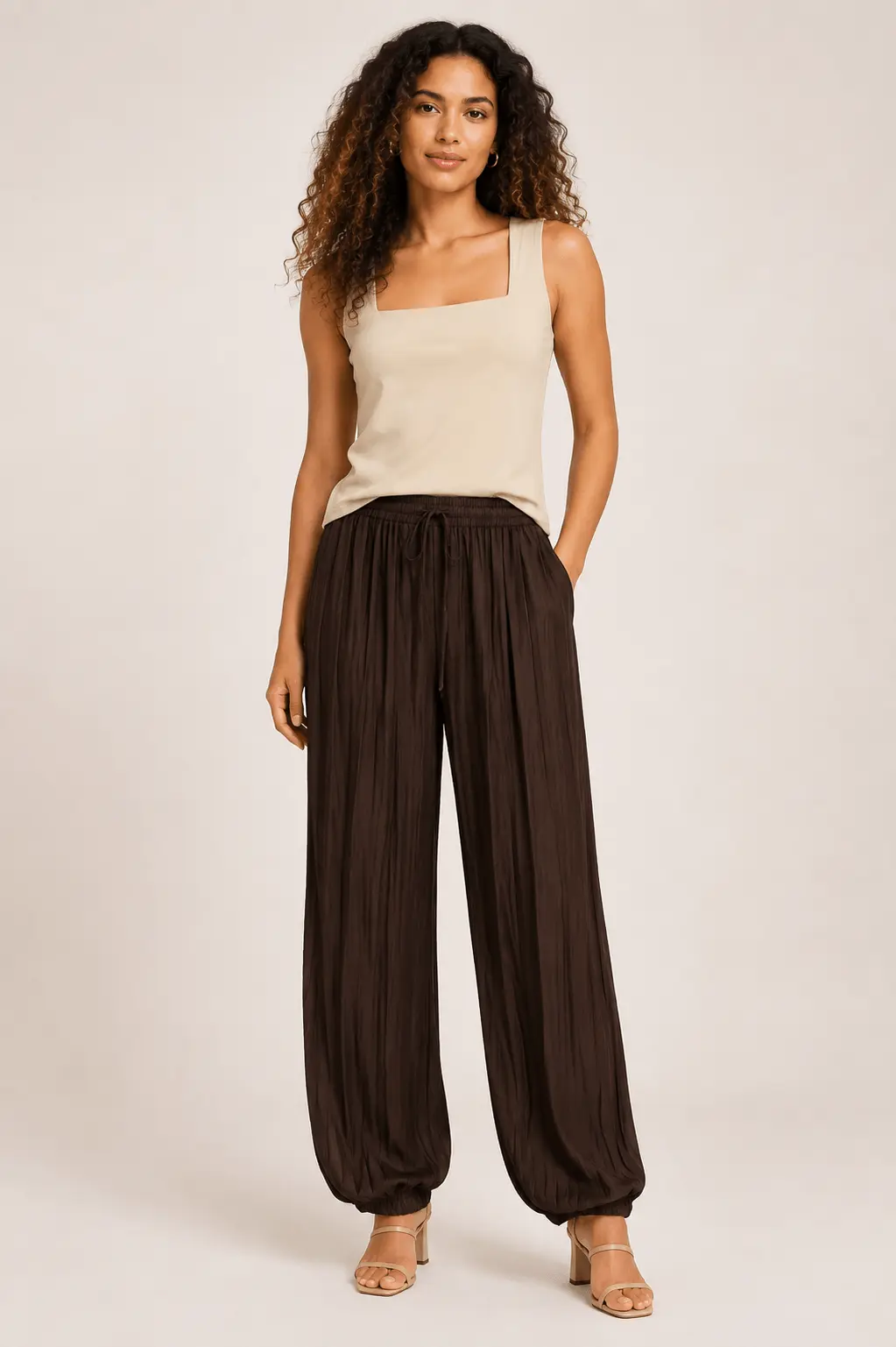 Calça Aladim Cós Amarração - Cafe