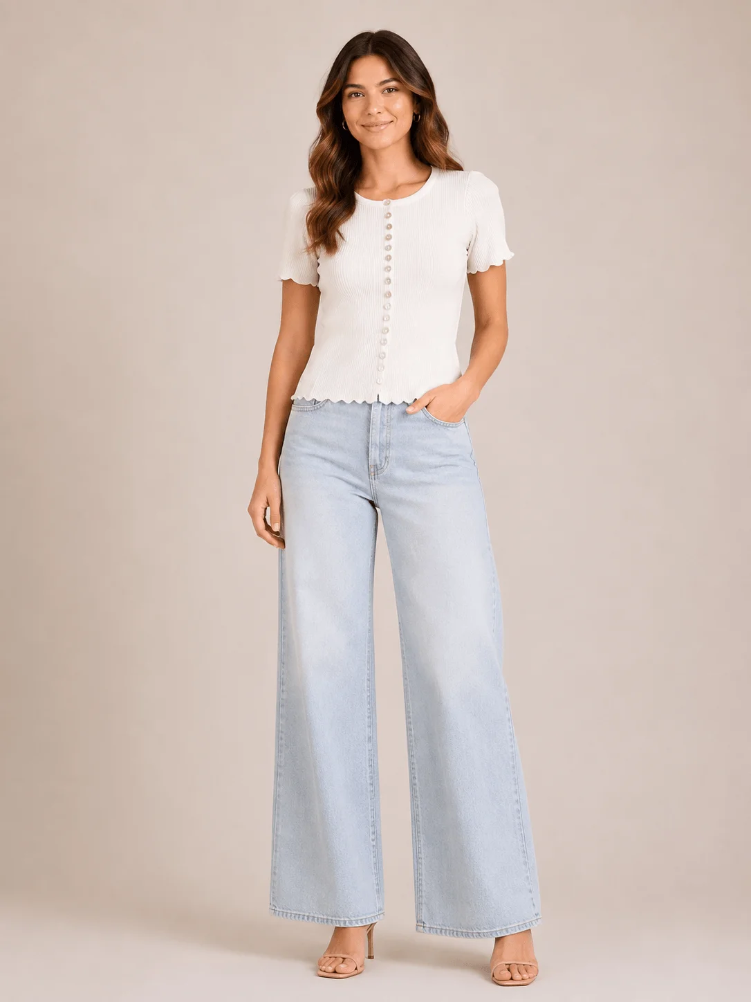 Blusa Manga Curta Botões - Branco — imagem 1