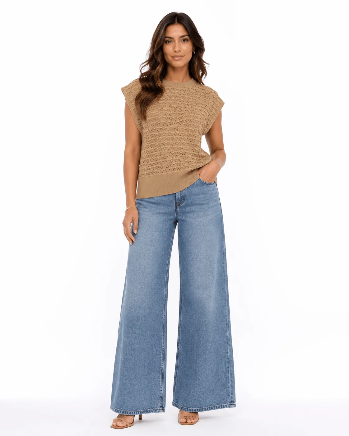 Blusa Tricot Ampla Textura - Bege — imagem 1