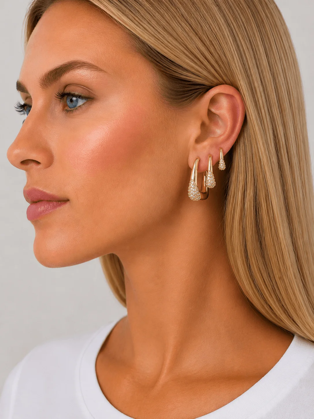 Kit Brinco Argola Detalhe Strass - Dourado