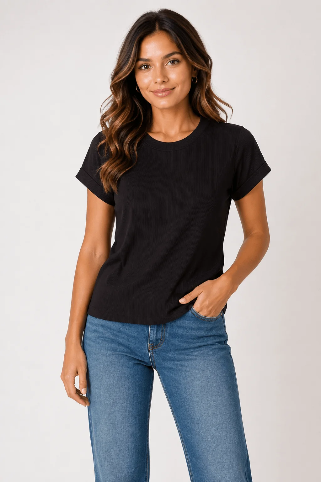 Blusa Manga Curta Decote Canoa - Preto
