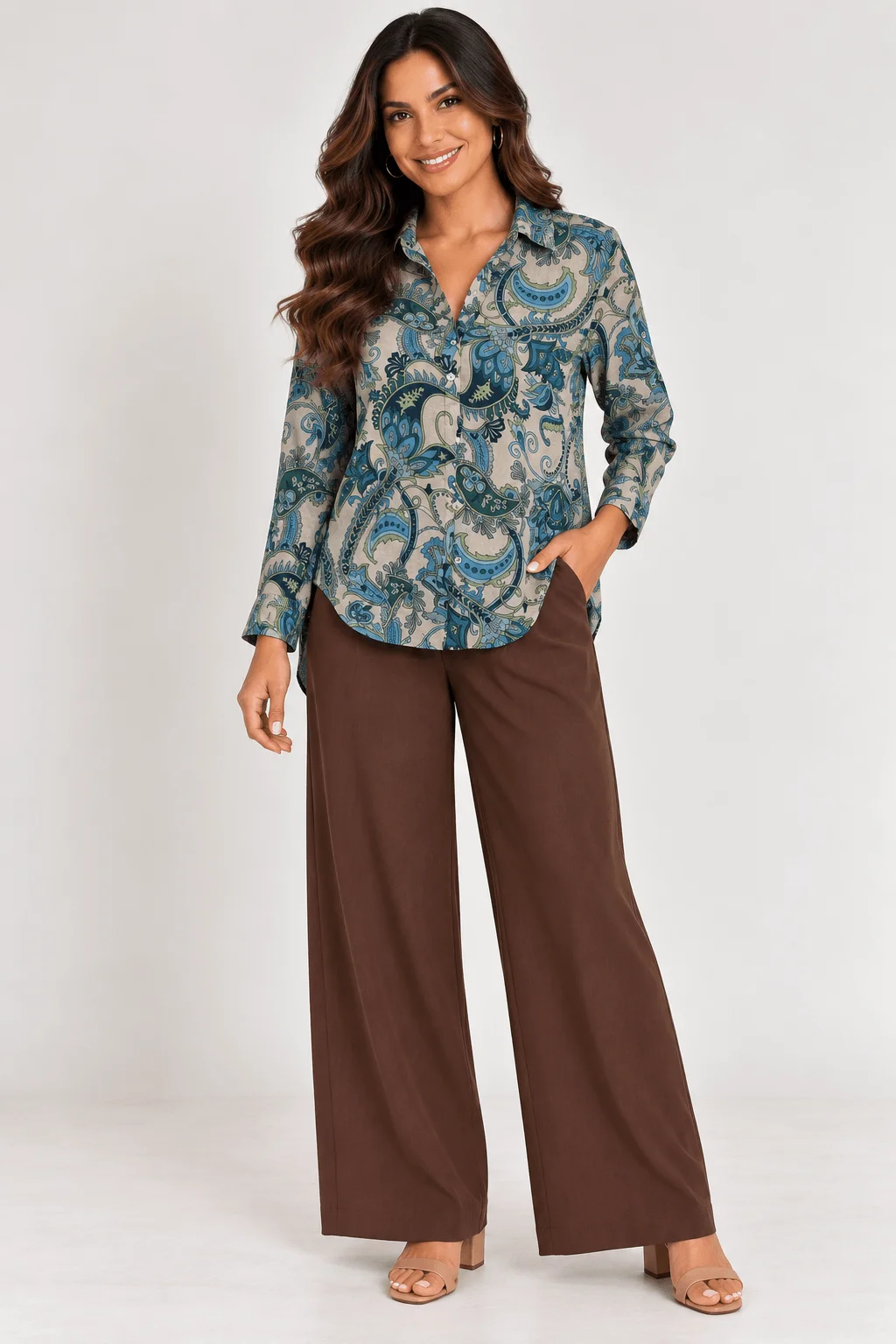 Camisa Estampada Cashmere - Azul — imagem 1