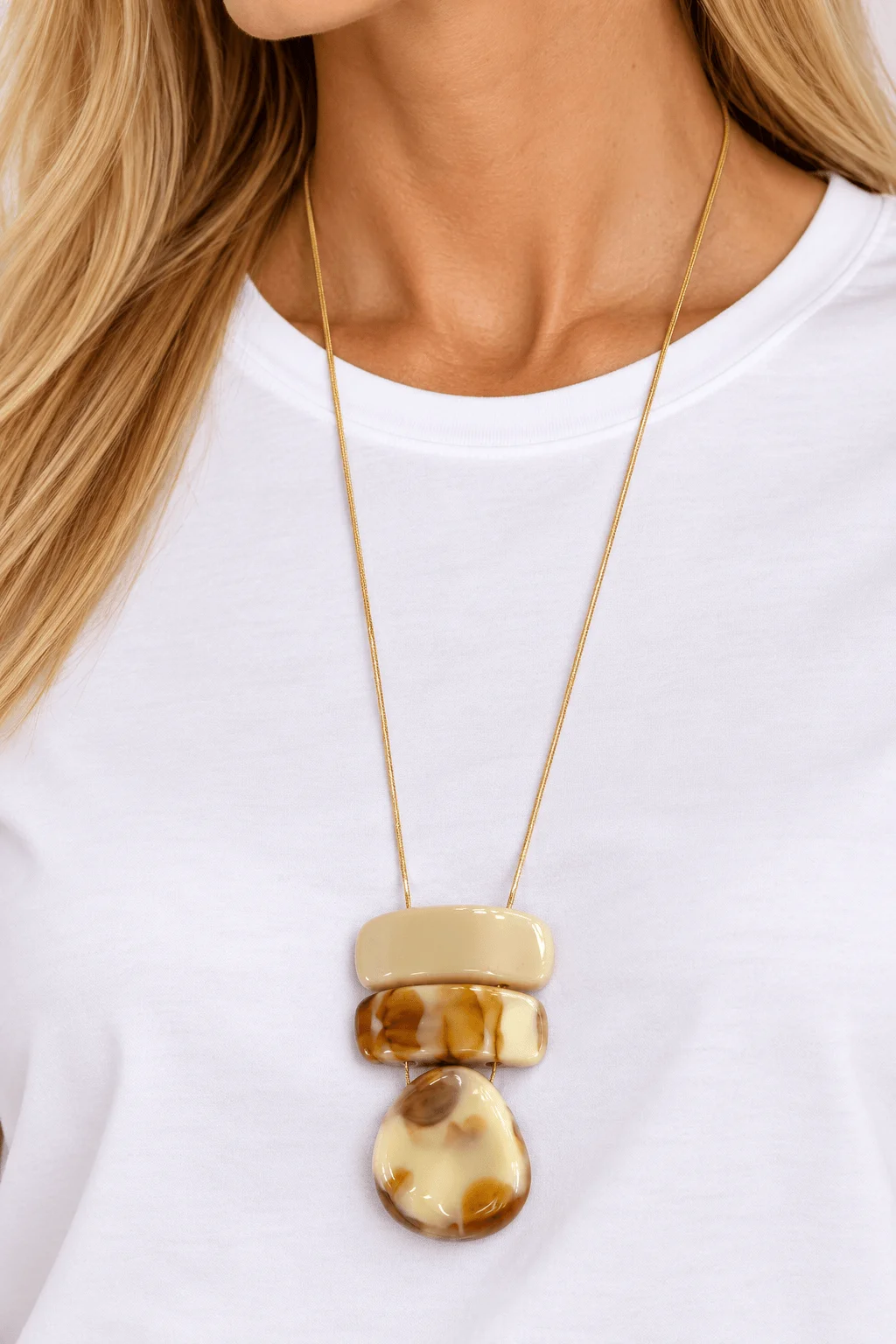 Colar Resina Mix Trio - Dourado — imagem 1