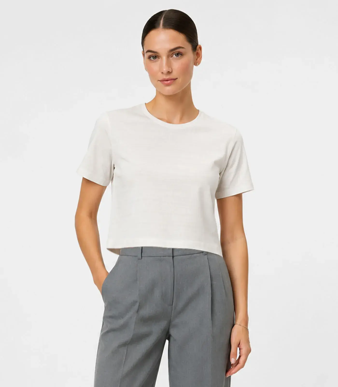 Blusa Feminina Meia Malha Maquinetado Infinita Cor Bege