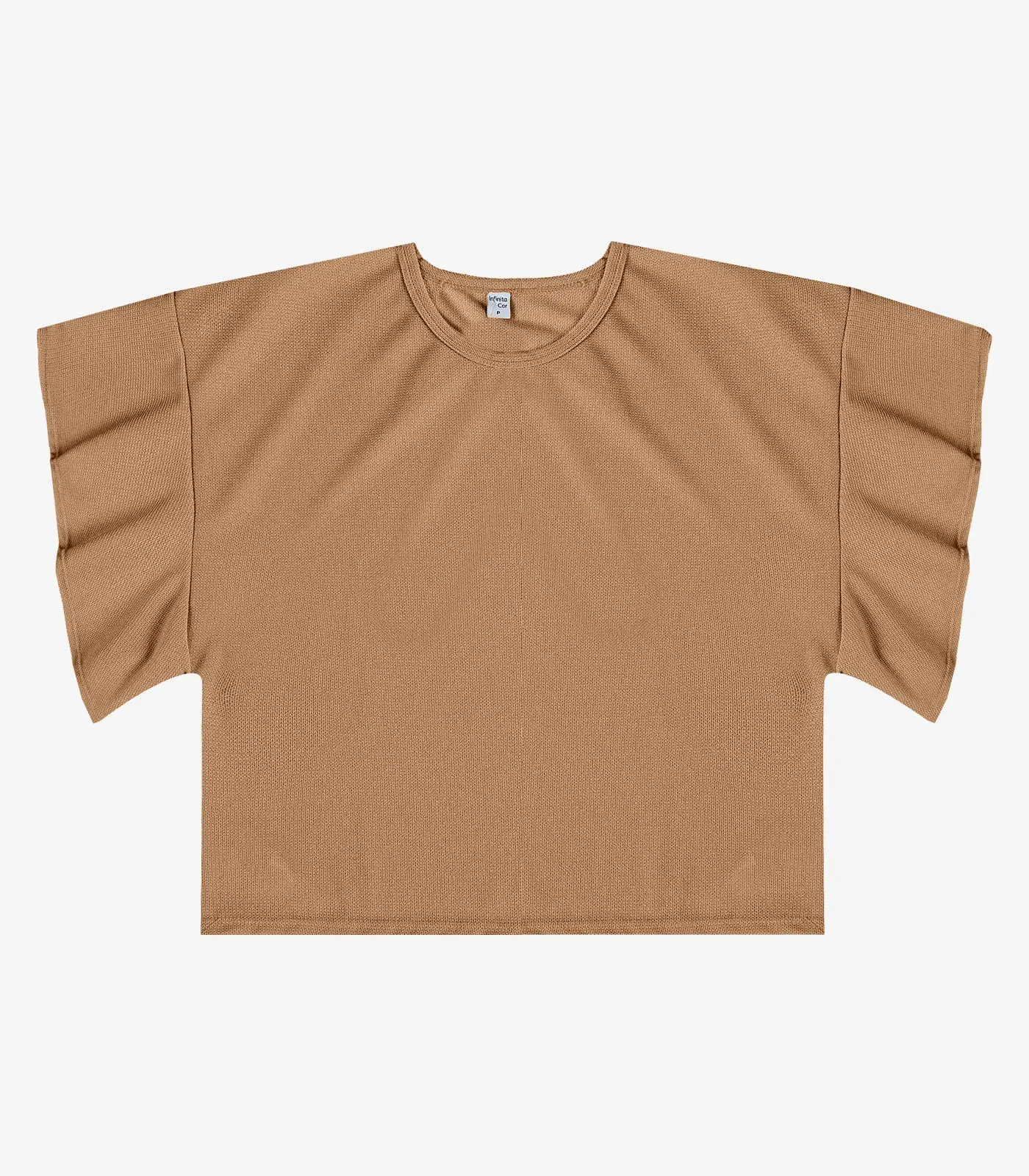 Blusa Feminina Com Manga Franzida Infinita Cor Bege