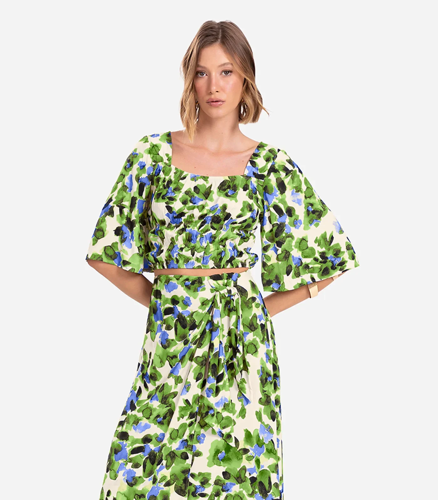 Blusa Cropped Feminina Estampada Endless Verde — imagem 1