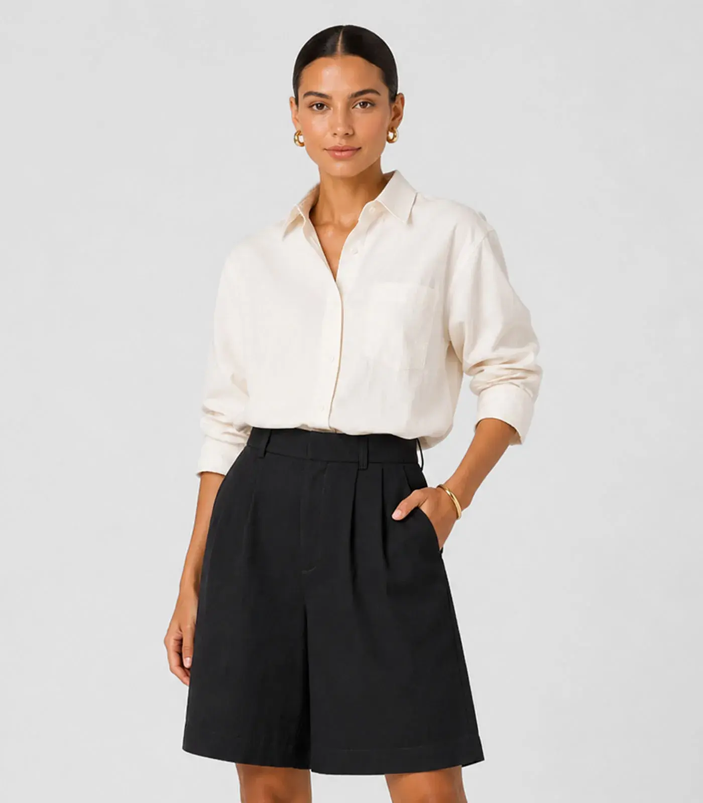 Bermuda Feminina Com Bolsos Endless Preto