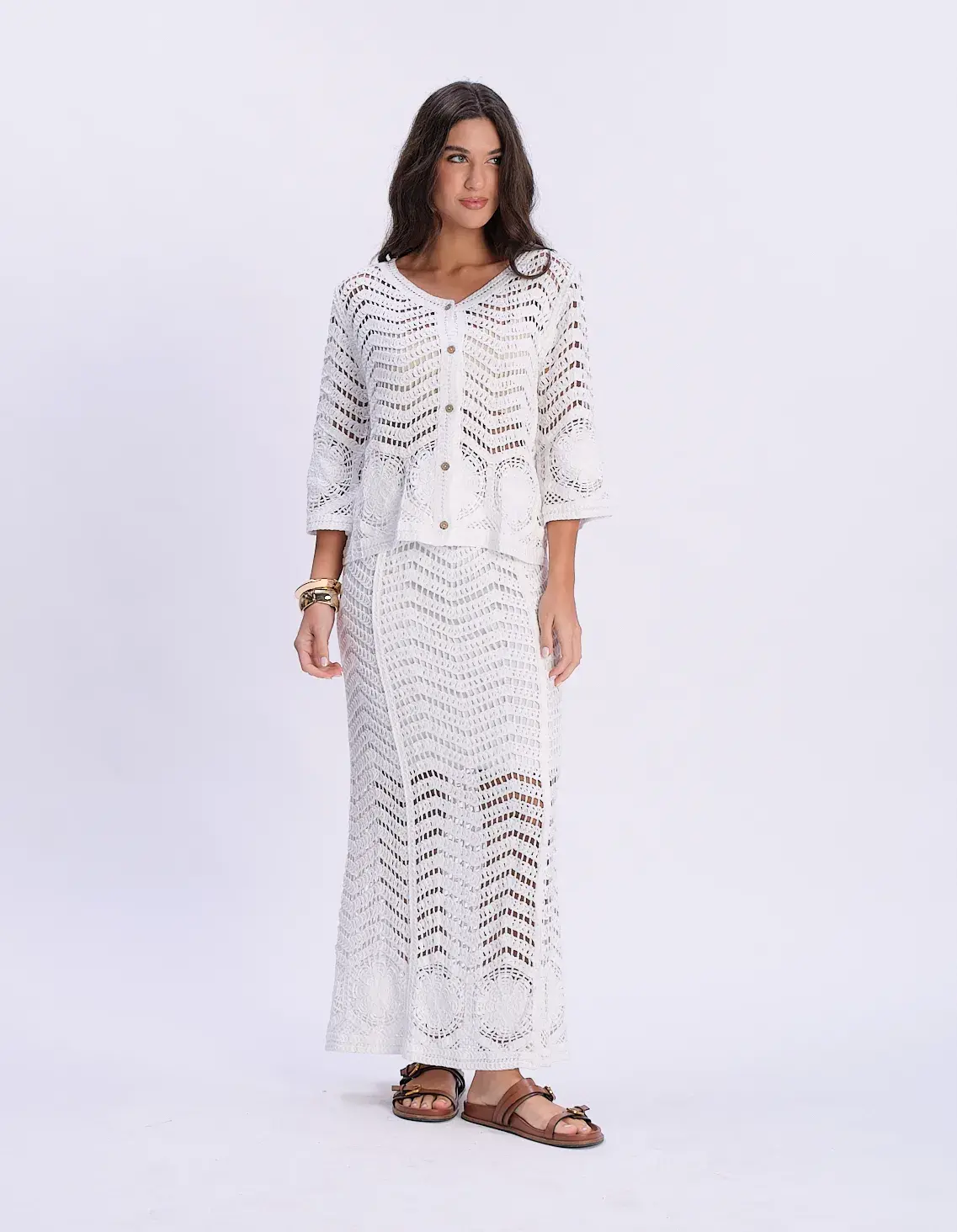 Saia Longa Crochê - Branco