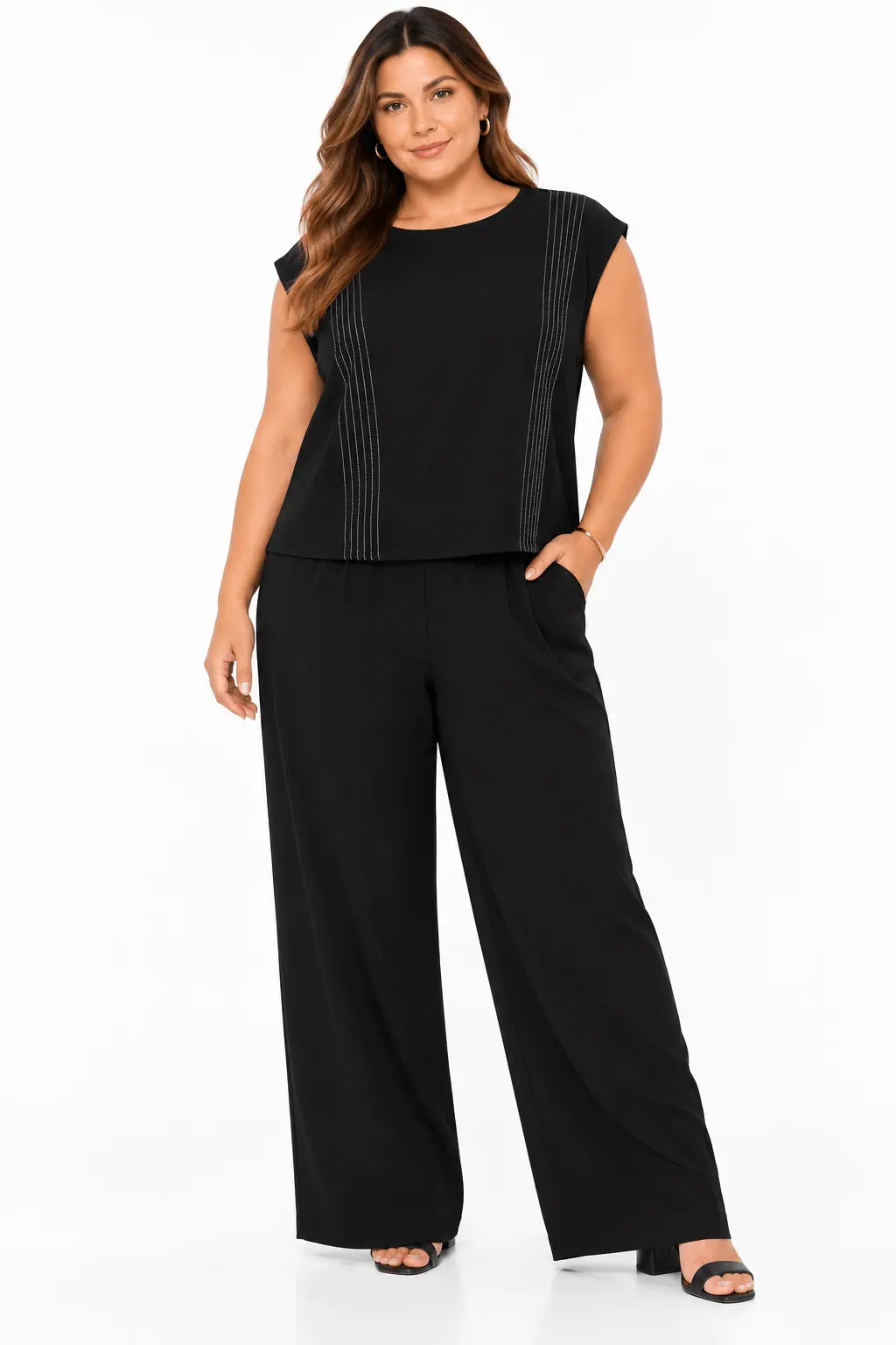 Blusa Alfaiataria Detalhe Pesponto - Preto