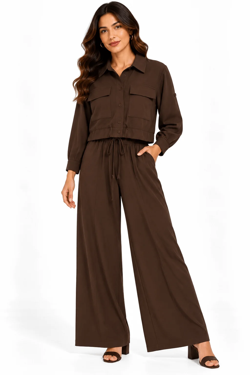 Blusa Peplum Túnel Amarração - Marrom — imagem 1