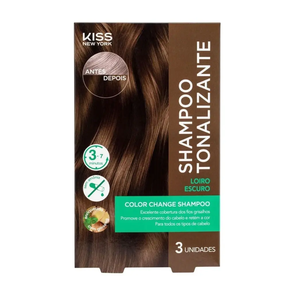 Shampoo Tonalizante Kiss New York Color Change Loiro Escuro 3 Unidades