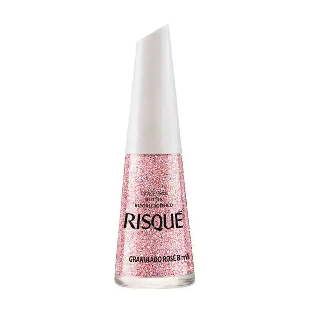 Esmalte Risqué Glitter Granulado Rosé 8ml