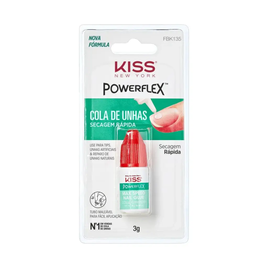 Cola para Unhas Kiss New York Secagem Rápida 3g