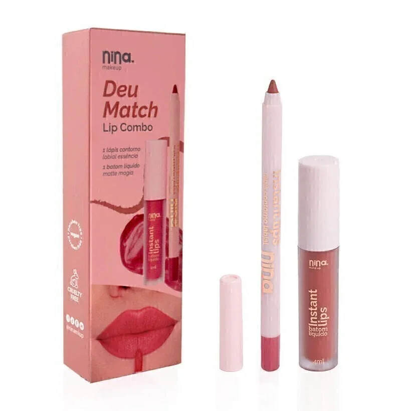 Lip Combo Nina Makeup Deu Match Essência e Magia