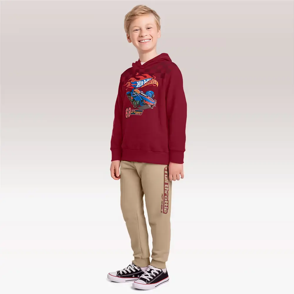 Conjunto blusão com capuz e calça Hot Wheels