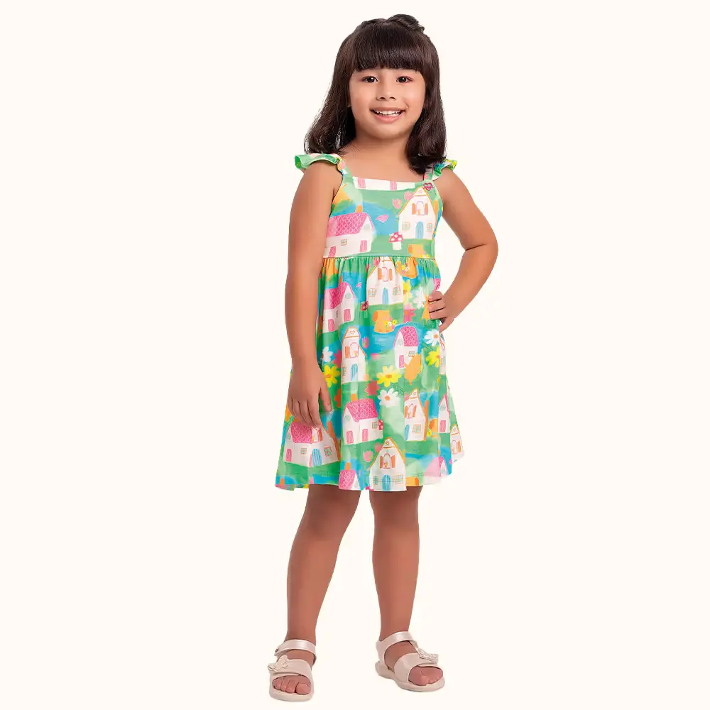 Vestido em meia malha casas