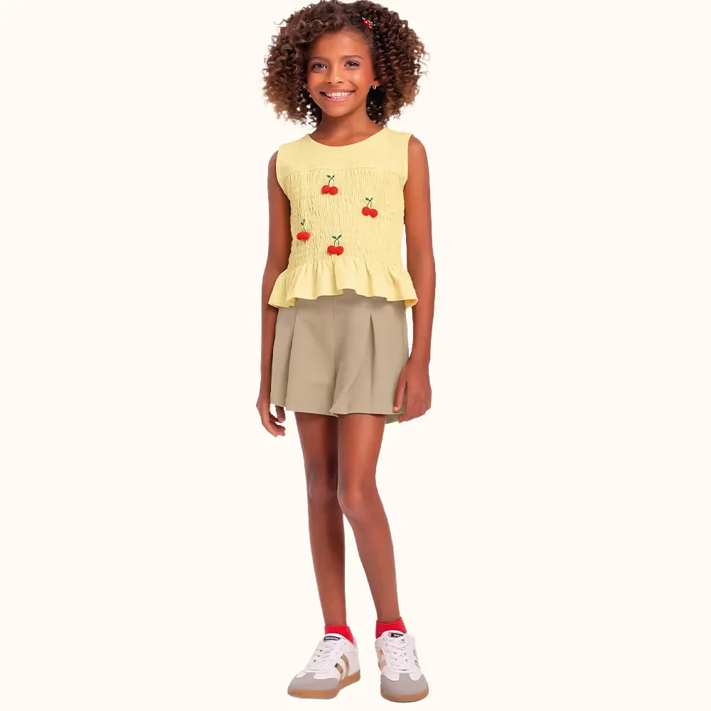 Conjunto regata e short em moletinho com bordado — imagem 1