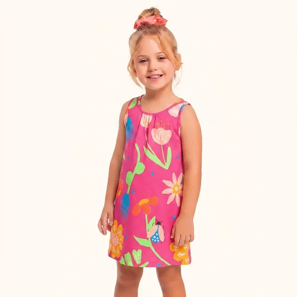 Vestido regata verão estampa vibrante