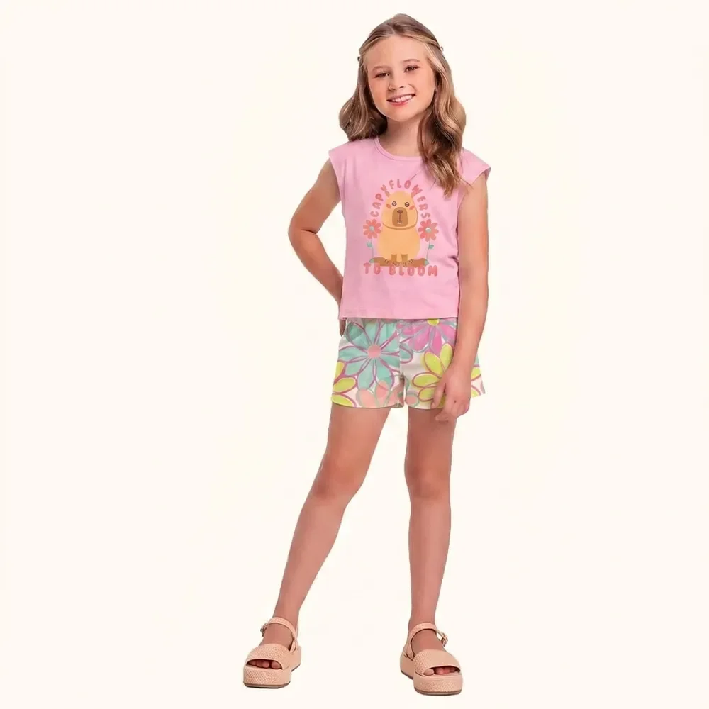 Conjunto blusa e short em meia malha capivara — imagem 1