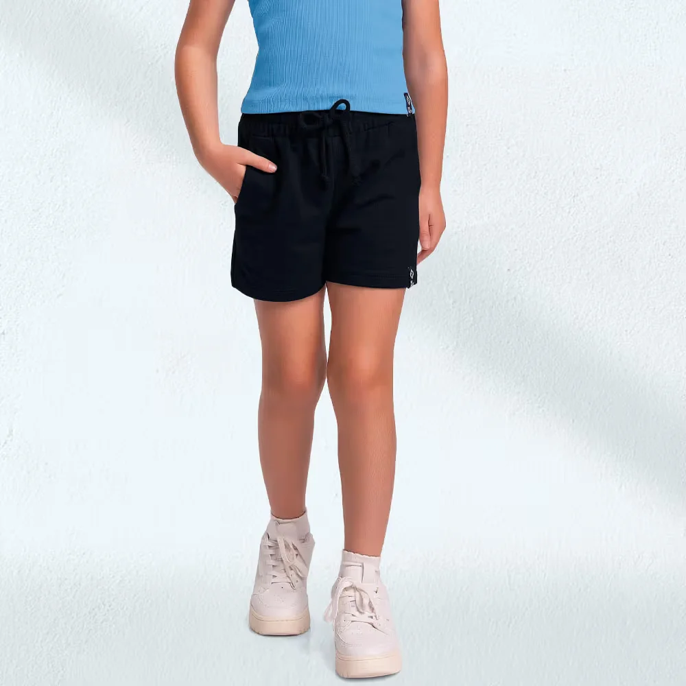 Short em moletinho com cadarço decorativo e bolso — imagem 1