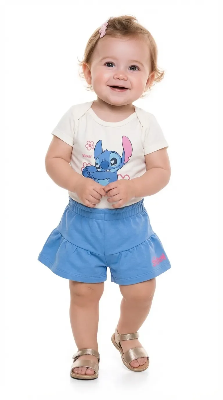 Conjunto body manga curta e short Lilo & Stitch — imagem 1