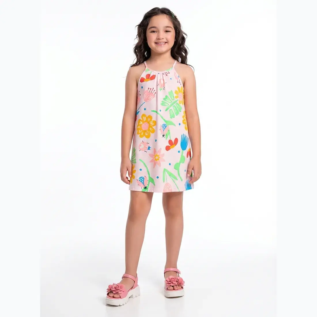 Vestido em meia malha com alcinha jardim
