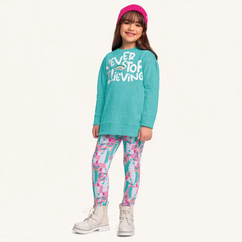 Conjunto blusão em moletom molinê e legging em molecotton belive — imagem 1