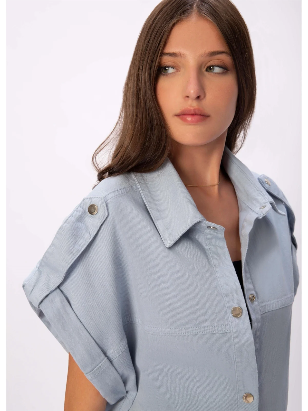 Colete Color Stretch Oversized Azul Claro — imagem 1