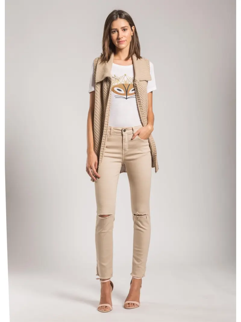 Color Xfit Sofia Skinny Ripped Caqui