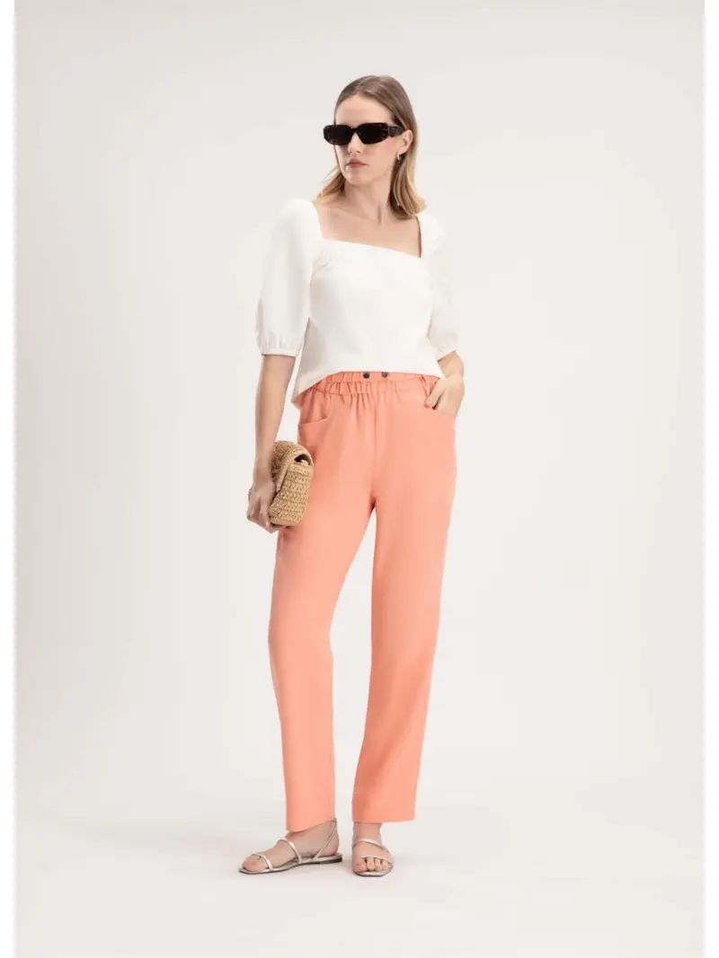 Calça Clochard Elástico Coral