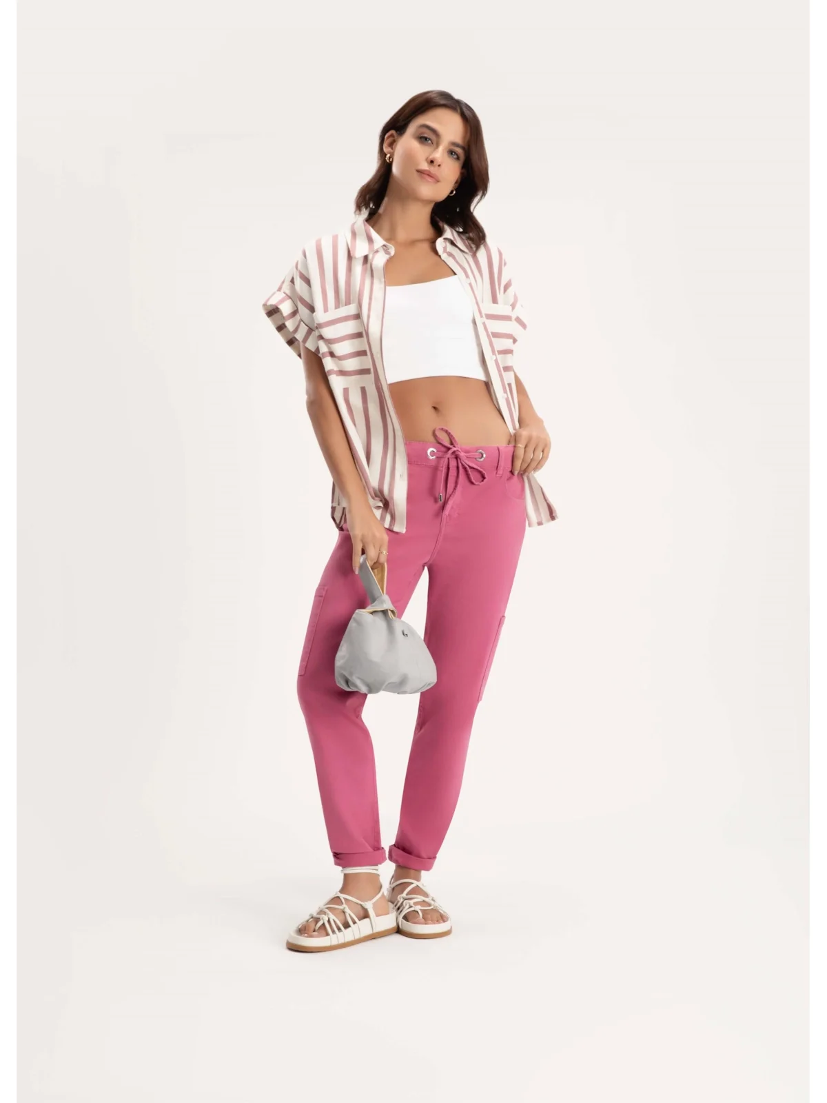 Calça Jogging Color Lara Cargo Rosa Dirty — imagem 1