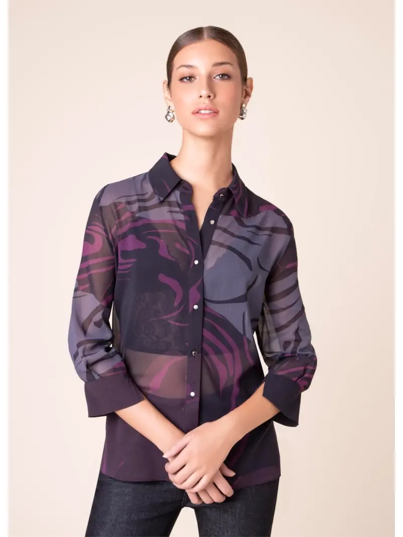 Camisa Estampa Paint Drops Est. Berinjela