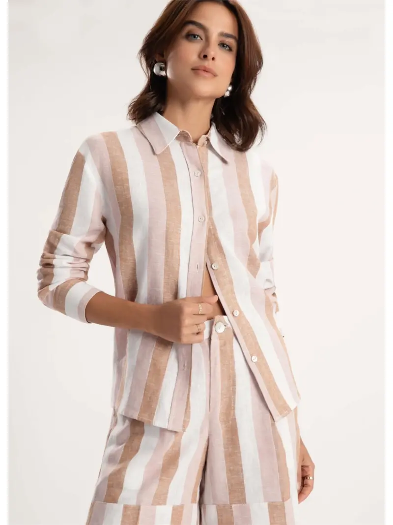 Camisa Linho Nilo Craft Rosa