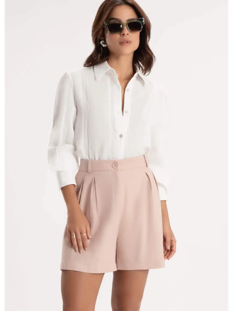 Bermuda Washed Linho Rosa Velho