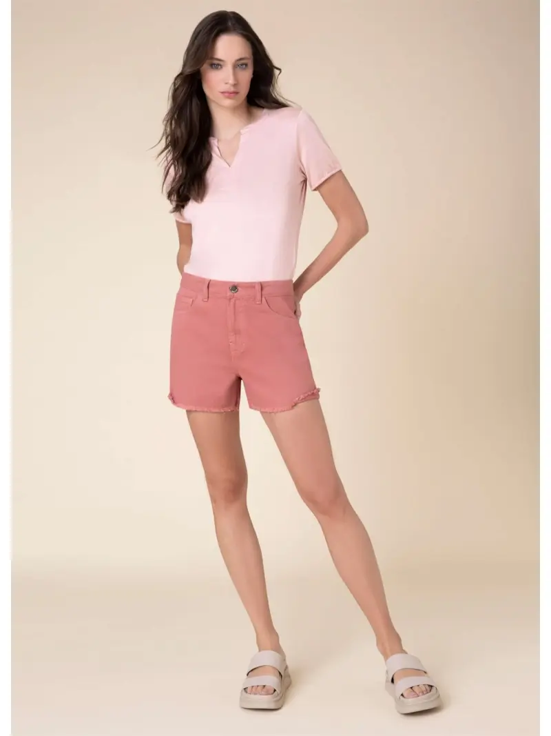 Bermuda Anitta White Denim Rosa Velho