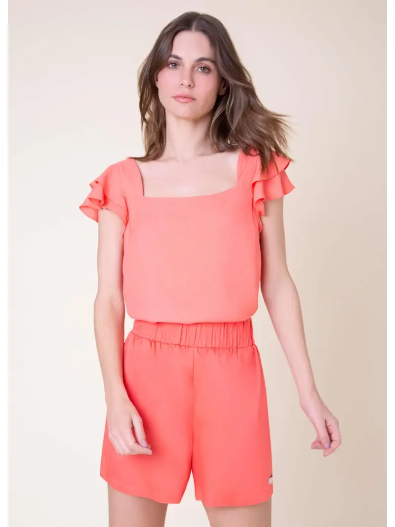 Blusa Valentine Babados Coral