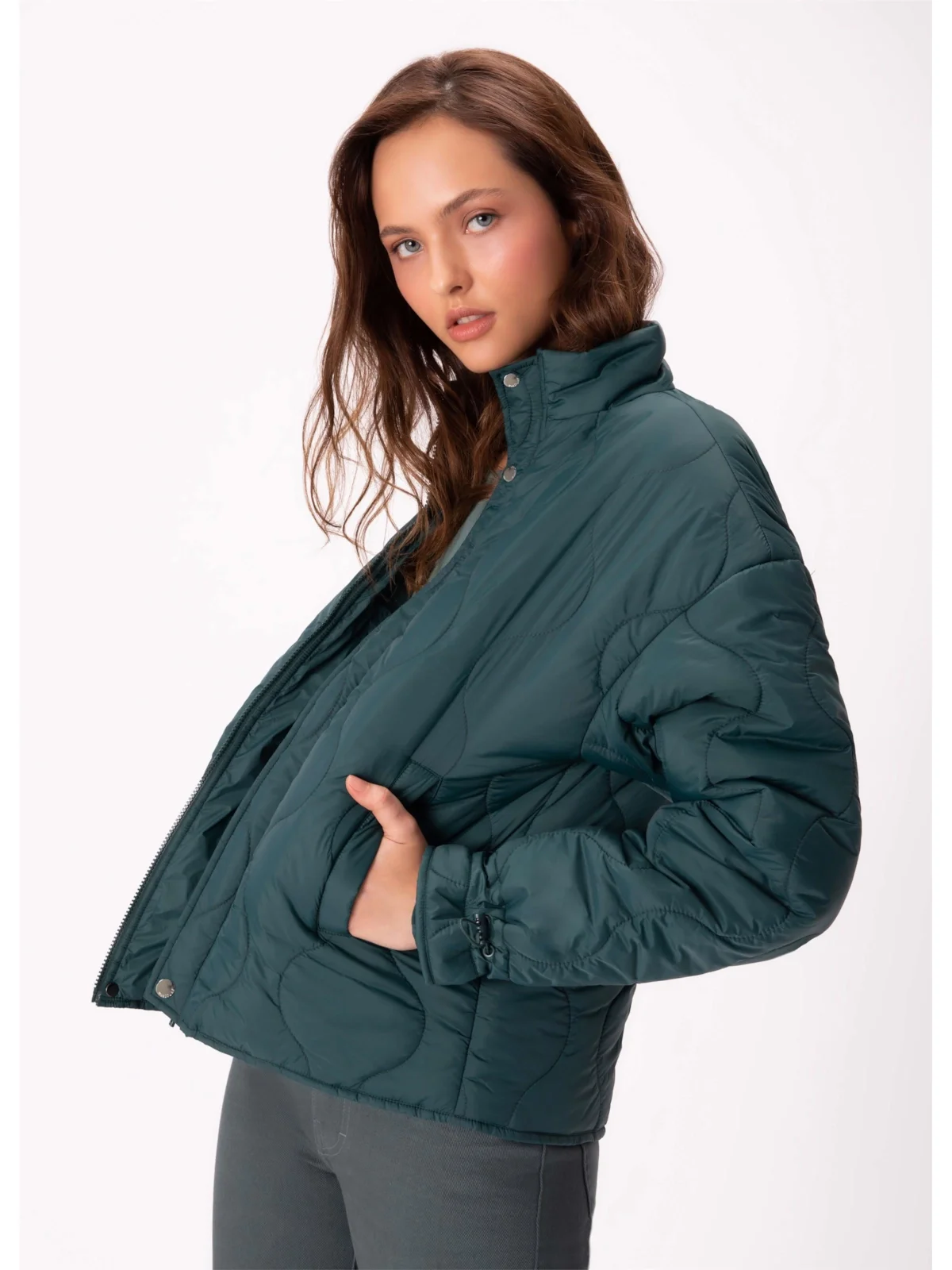 Jaqueta Diamond Puffer Verde Jade — imagem 1