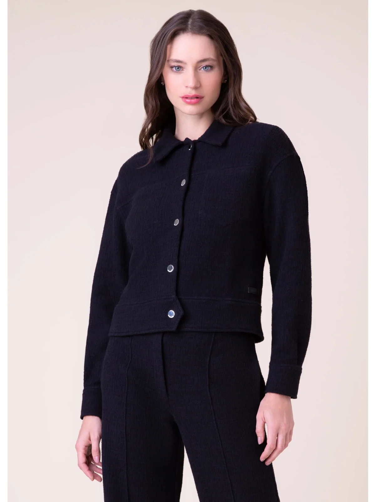 Jaqueta Malha Boucle Preto — imagem 1