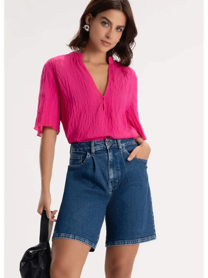Short Jeans Dark Forest Mom 375-Lav.Medio C/Luvinha