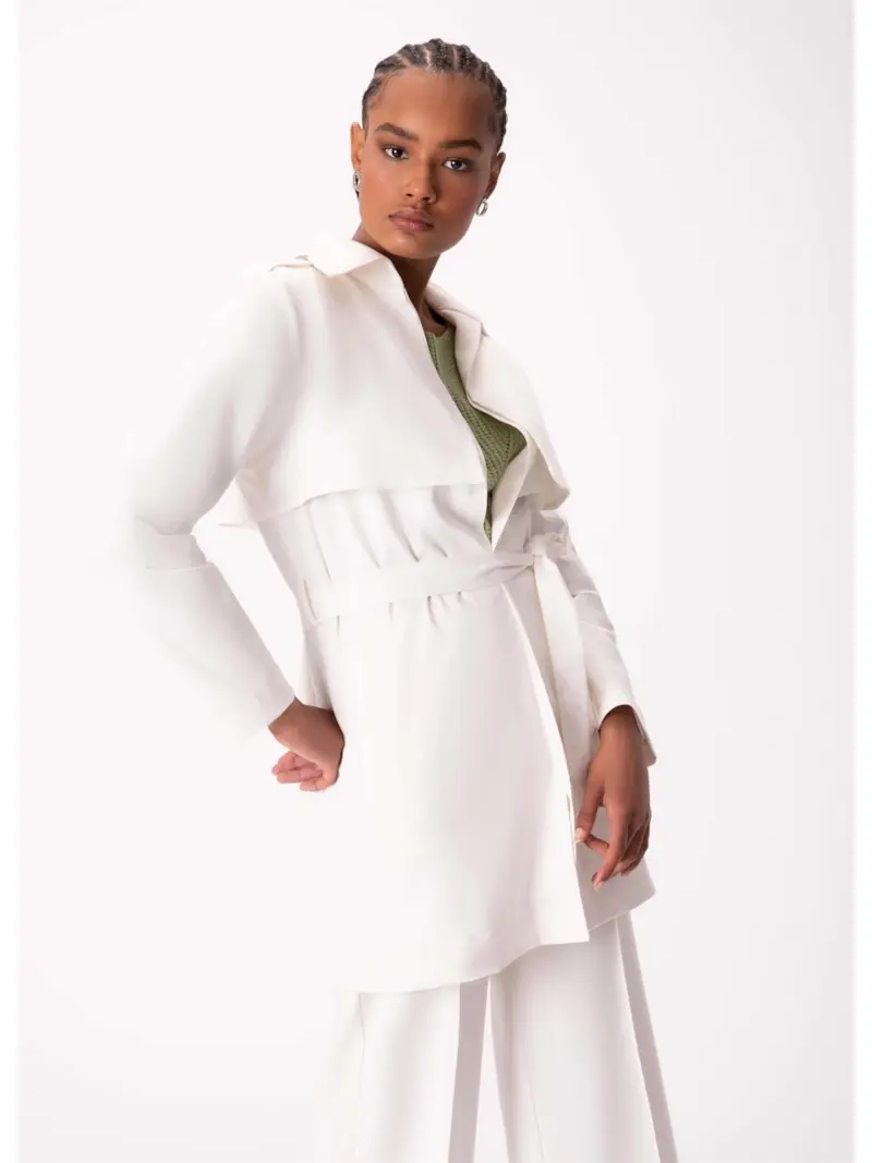 Trench Coat Satin Peach Off White